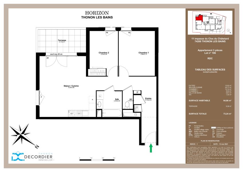 Sale Apartment Thonon-les-Bains 74200 64.86&nbsp;m²