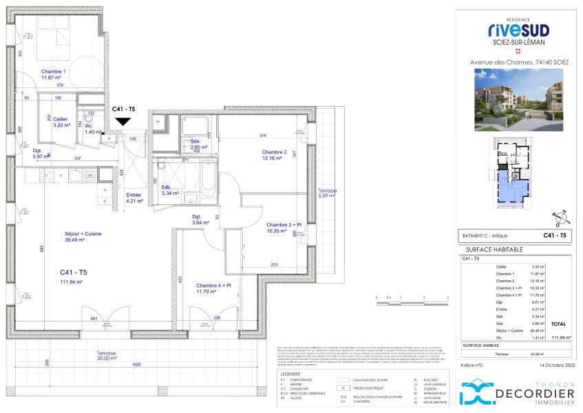 Vente Appartement Sciez 74140 112.35&nbsp;m²