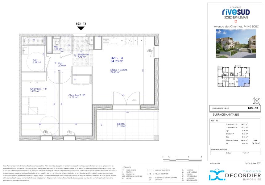 Vente Appartement Sciez 74140 65.03 m²