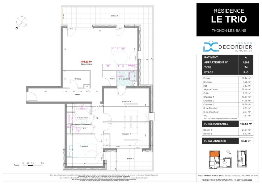 Vente Appartement Thonon-les-Bains 74200 108.6&nbsp;m²