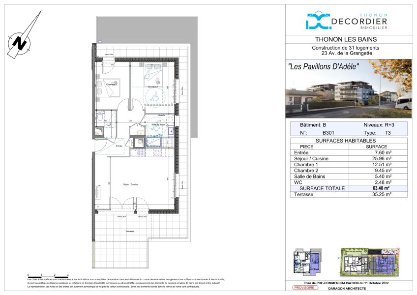 appartement 3 pièces en vente sur THONON LES BAINS (74200) Vente Appartement Thonon-les-Bains 74200 63.4 m²