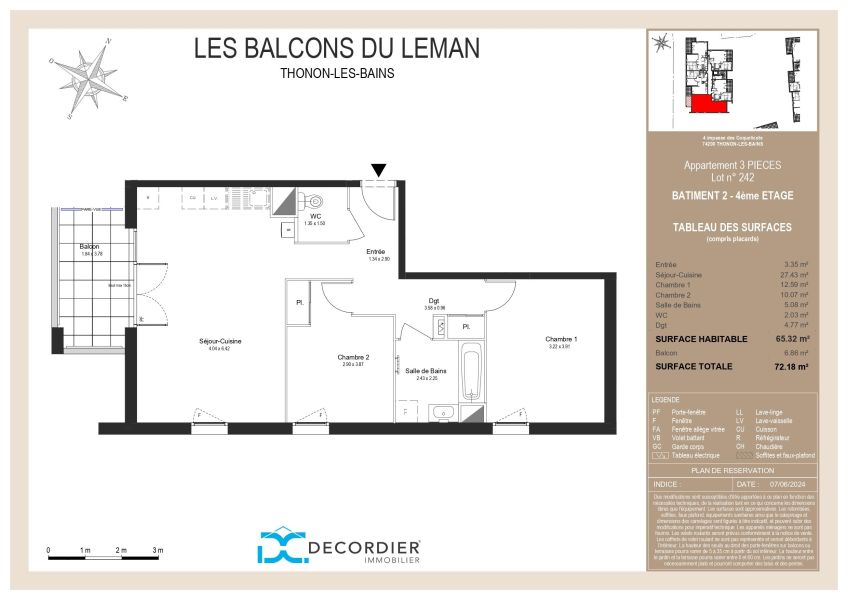 appartement 3 pièces en vente sur THONON LES BAINS (74200) Vente Appartement Thonon-les-Bains 74200 65.32 m²