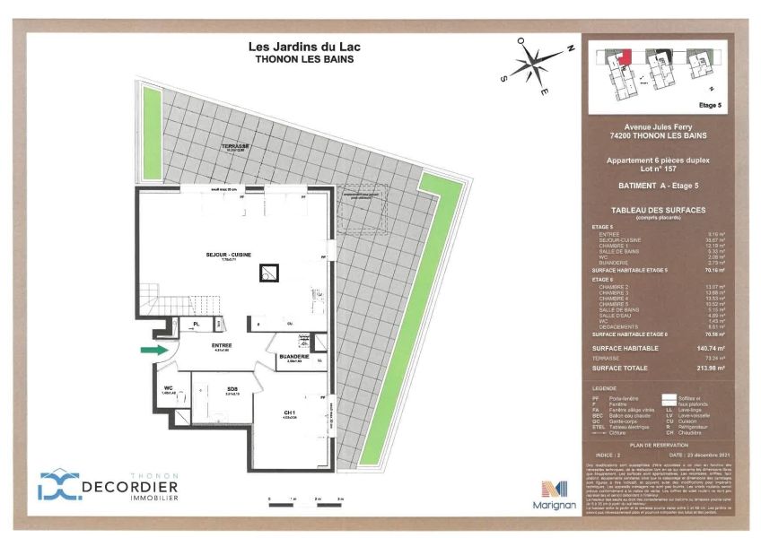 appartement 6 pièces en vente sur THONON LES BAINS (74200) Vente Appartement Thonon-les-Bains 74200 140.47 m²