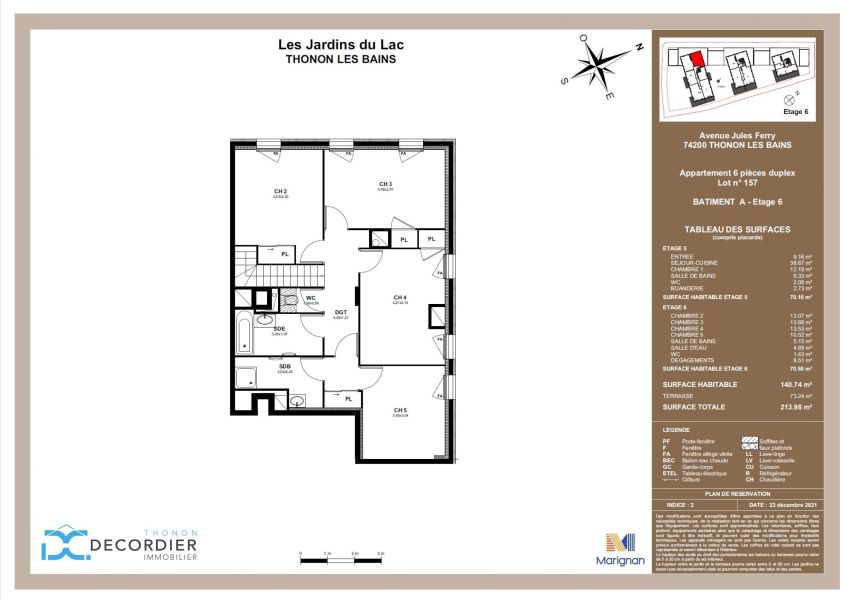 appartement 6 pièces en vente sur THONON LES BAINS (74200) Vente Appartement Thonon-les-Bains 74200 140.47 m²