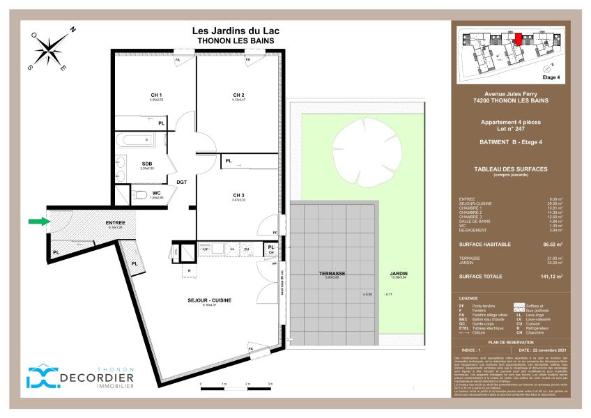Vente Appartement Thonon-les-Bains 74200 86.52 m²