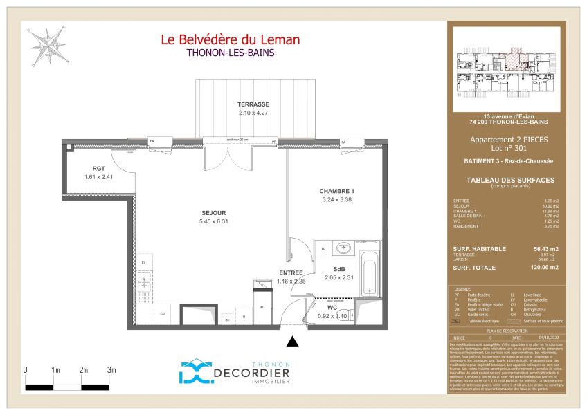 Vente Appartement Thonon-les-Bains 74200 56.43 m²