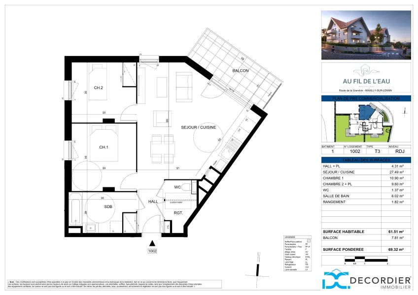 appartement 3 pièces en vente sur MAXILLY SUR LEMAN (74500) Vente Appartement Maxilly-sur-Léman 74500 61.51 m²