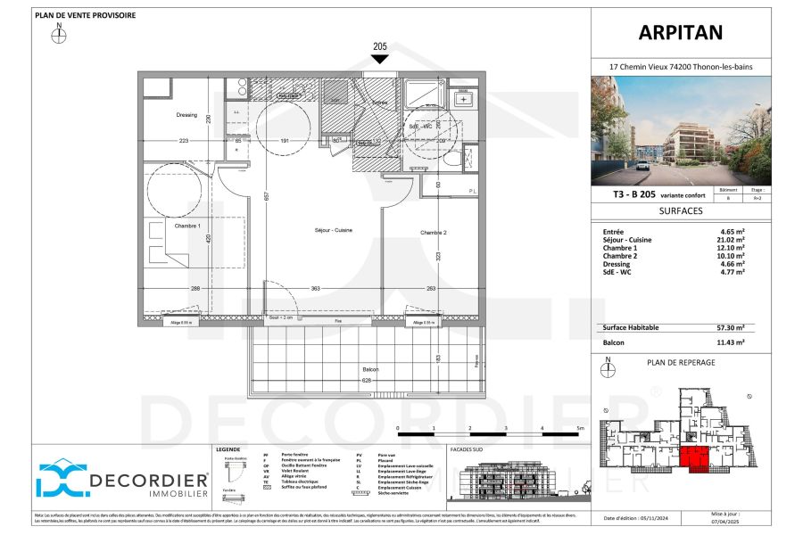 Vente Appartement Thonon-les-Bains 74200 57.3&nbsp;m²
